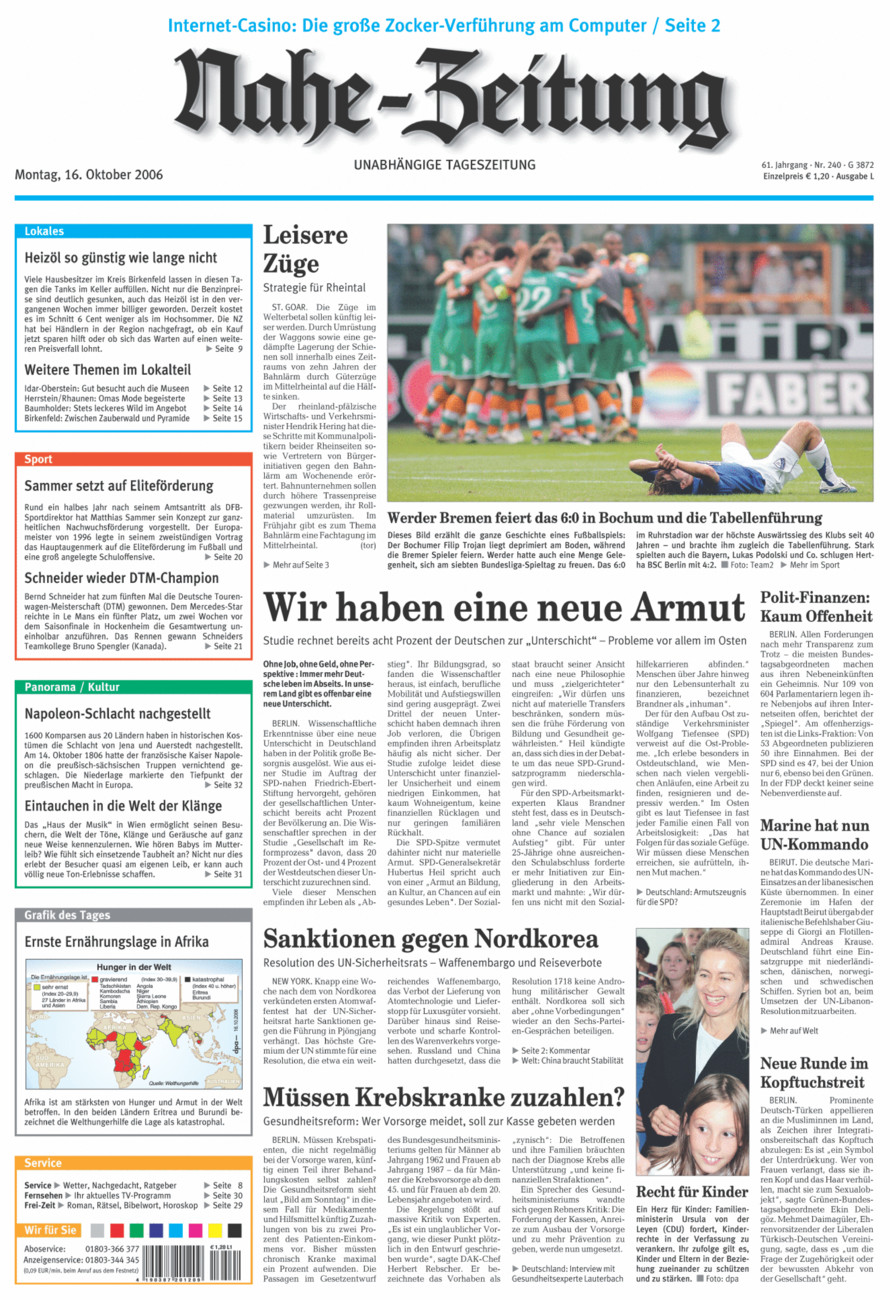 Nahe-Zeitung vom Montag, 16.10.2006