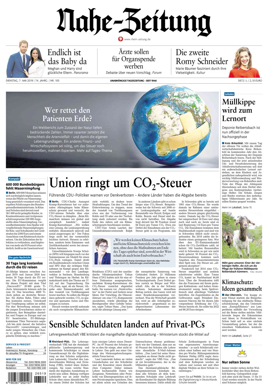 Nahe-Zeitung vom Dienstag, 07.05.2019