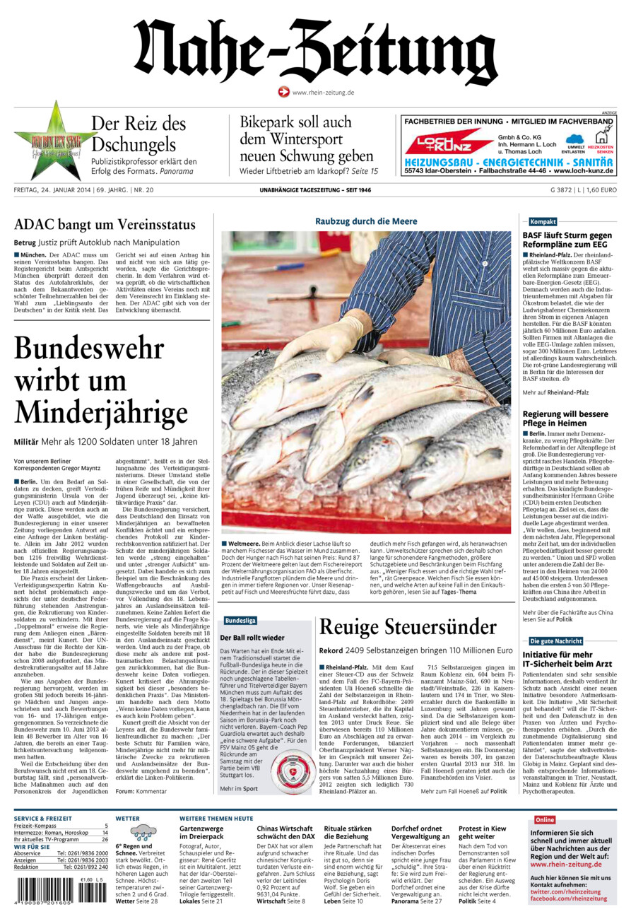 Nahe-Zeitung vom Freitag, 24.01.2014