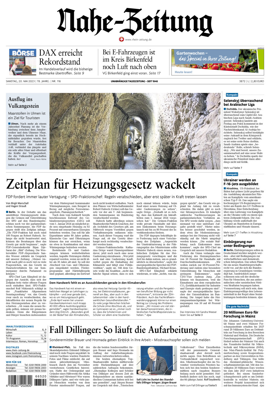 Nahe-Zeitung vom Samstag, 20.05.2023
