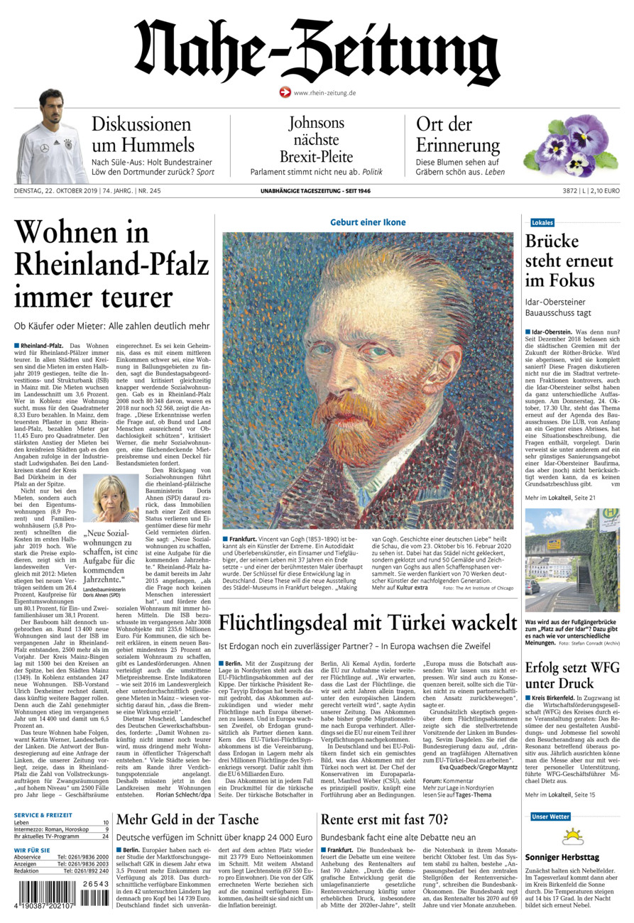 Nahe-Zeitung vom Dienstag, 22.10.2019