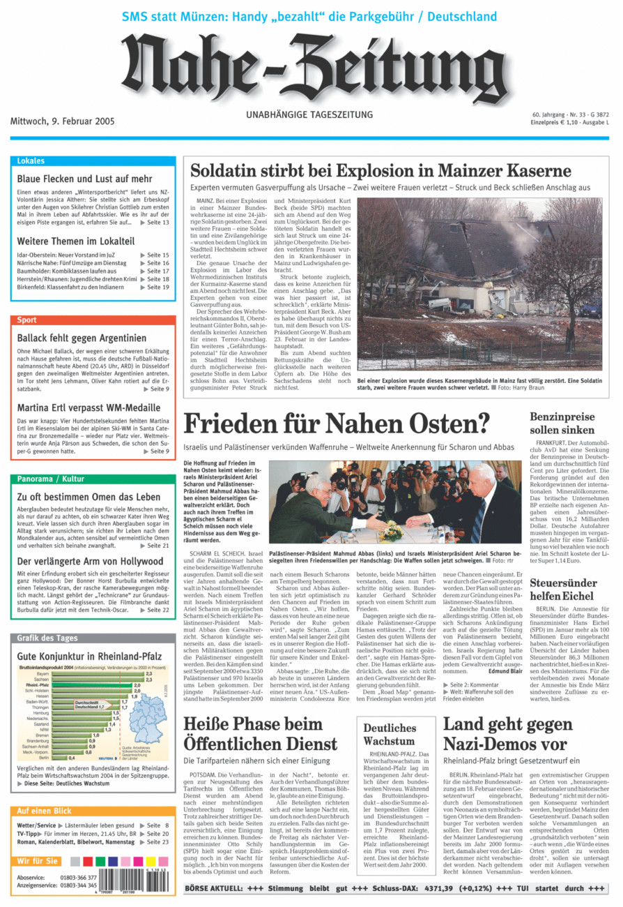Nahe-Zeitung vom Mittwoch, 09.02.2005
