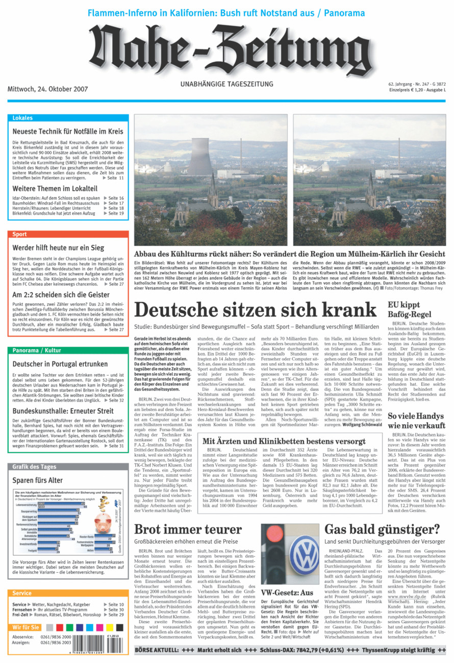 Nahe-Zeitung vom Mittwoch, 24.10.2007
