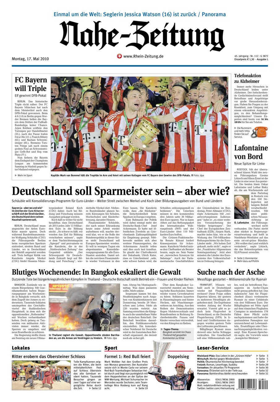 Nahe-Zeitung vom Montag, 17.05.2010