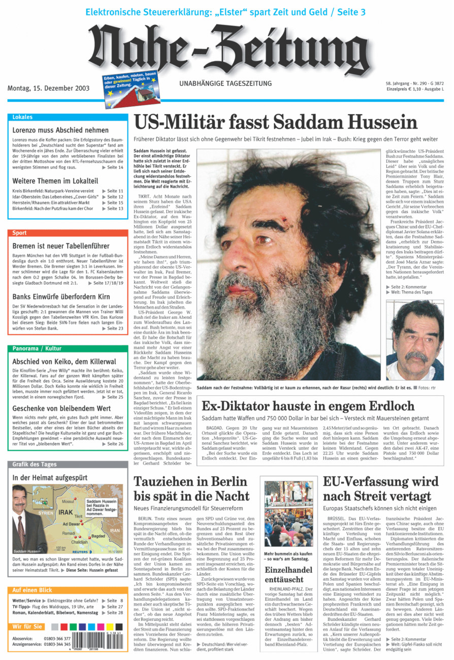 Nahe-Zeitung vom Montag, 15.12.2003