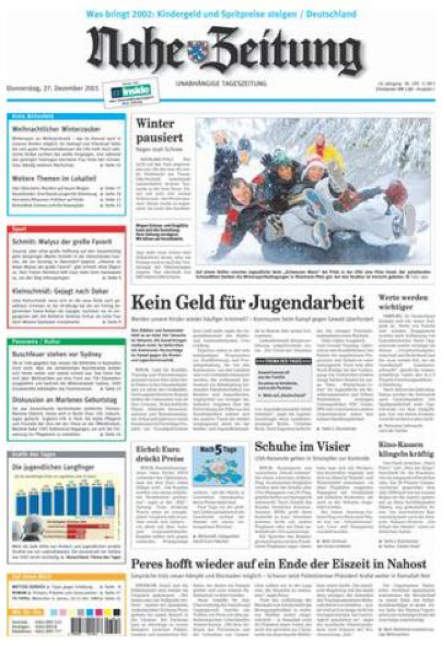 Nahe-Zeitung vom Donnerstag, 27.12.2001