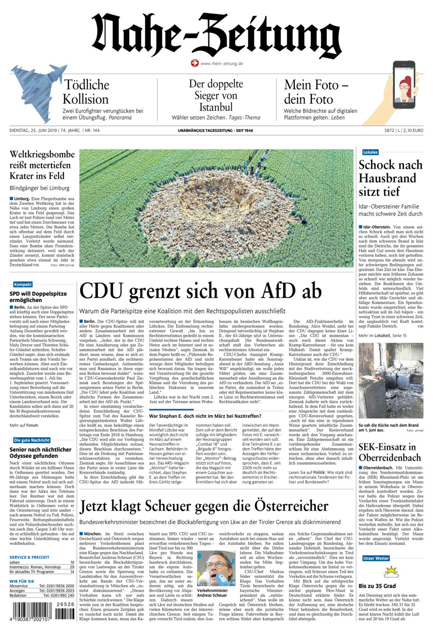 Nahe-Zeitung vom Dienstag, 25.06.2019