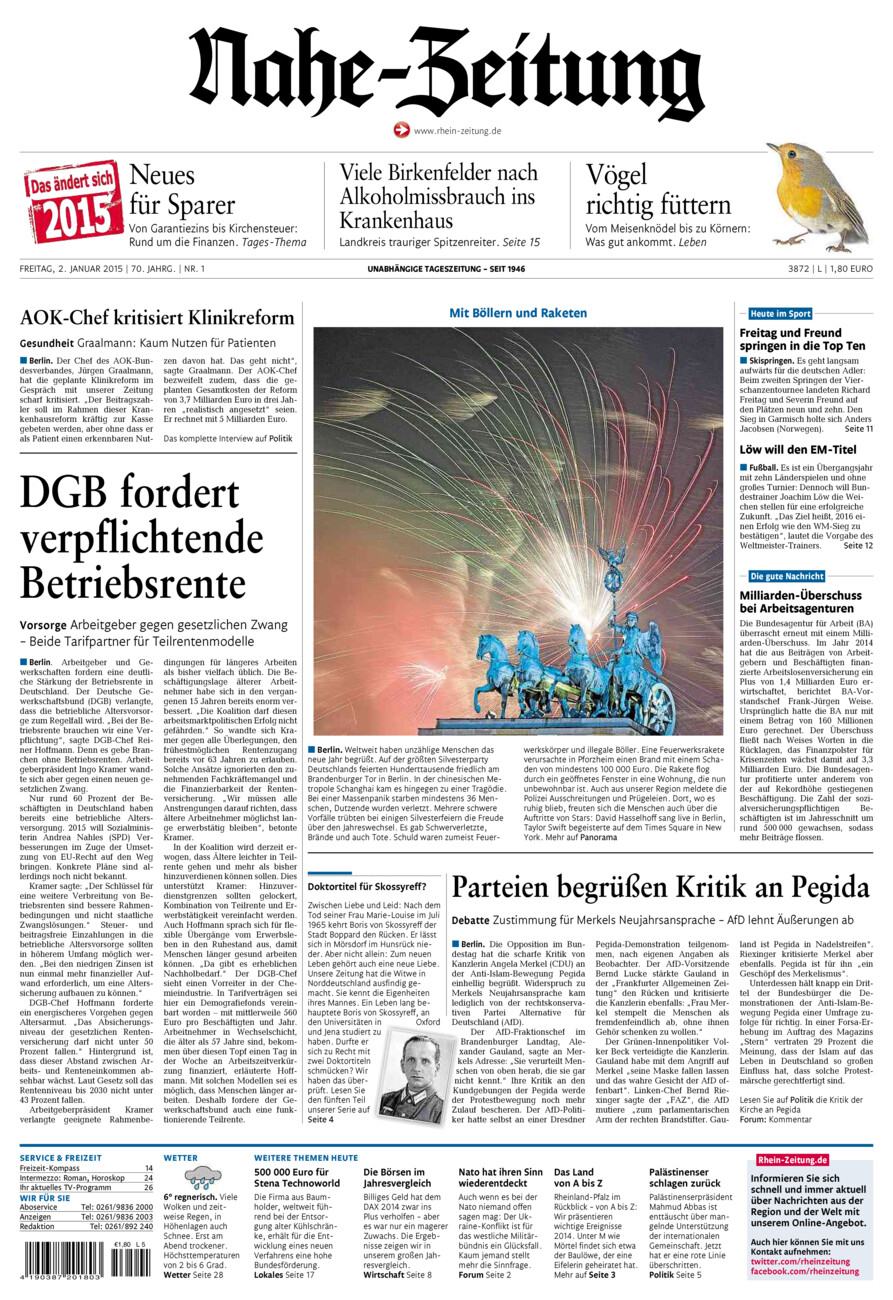 Nahe-Zeitung vom Freitag, 02.01.2015