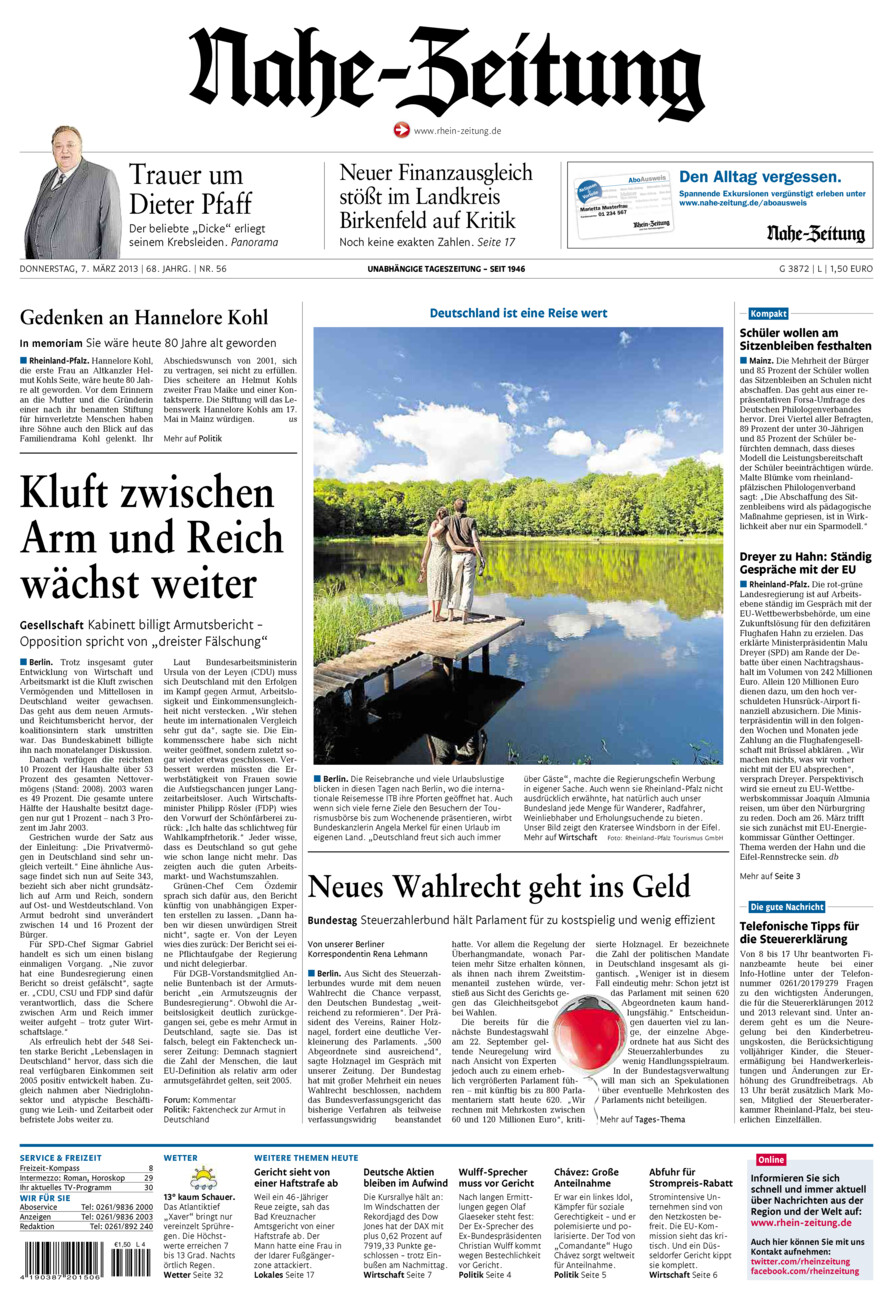 Nahe-Zeitung vom Donnerstag, 07.03.2013