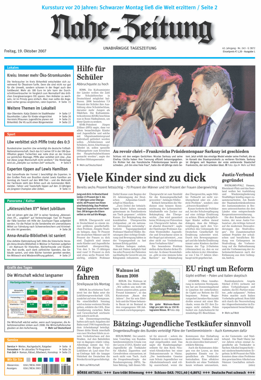 Nahe-Zeitung vom Freitag, 19.10.2007