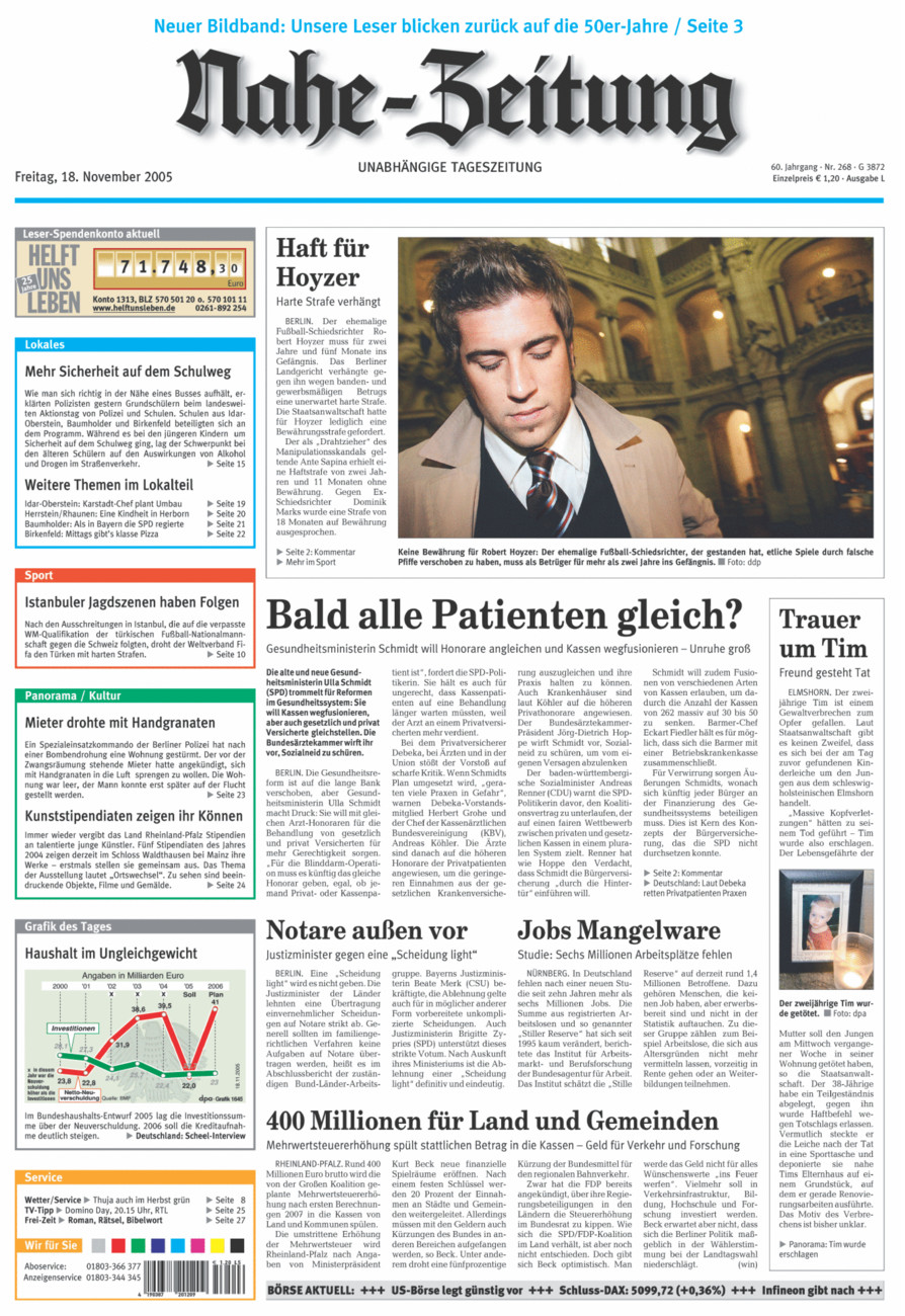 Nahe-Zeitung vom Freitag, 18.11.2005