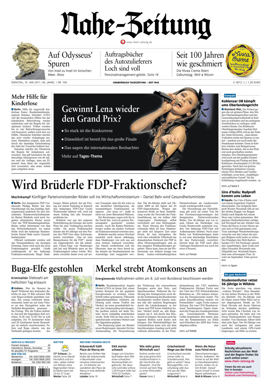 Nahe-Zeitung vom Dienstag, 10.05.2011