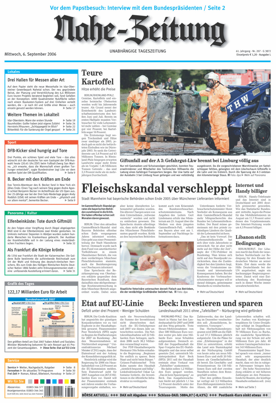Nahe-Zeitung vom Mittwoch, 06.09.2006