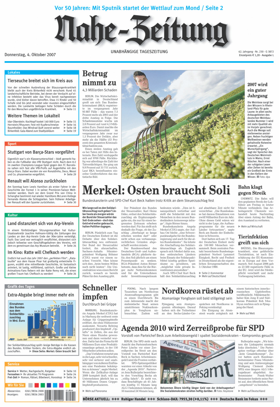 Nahe-Zeitung vom Donnerstag, 04.10.2007
