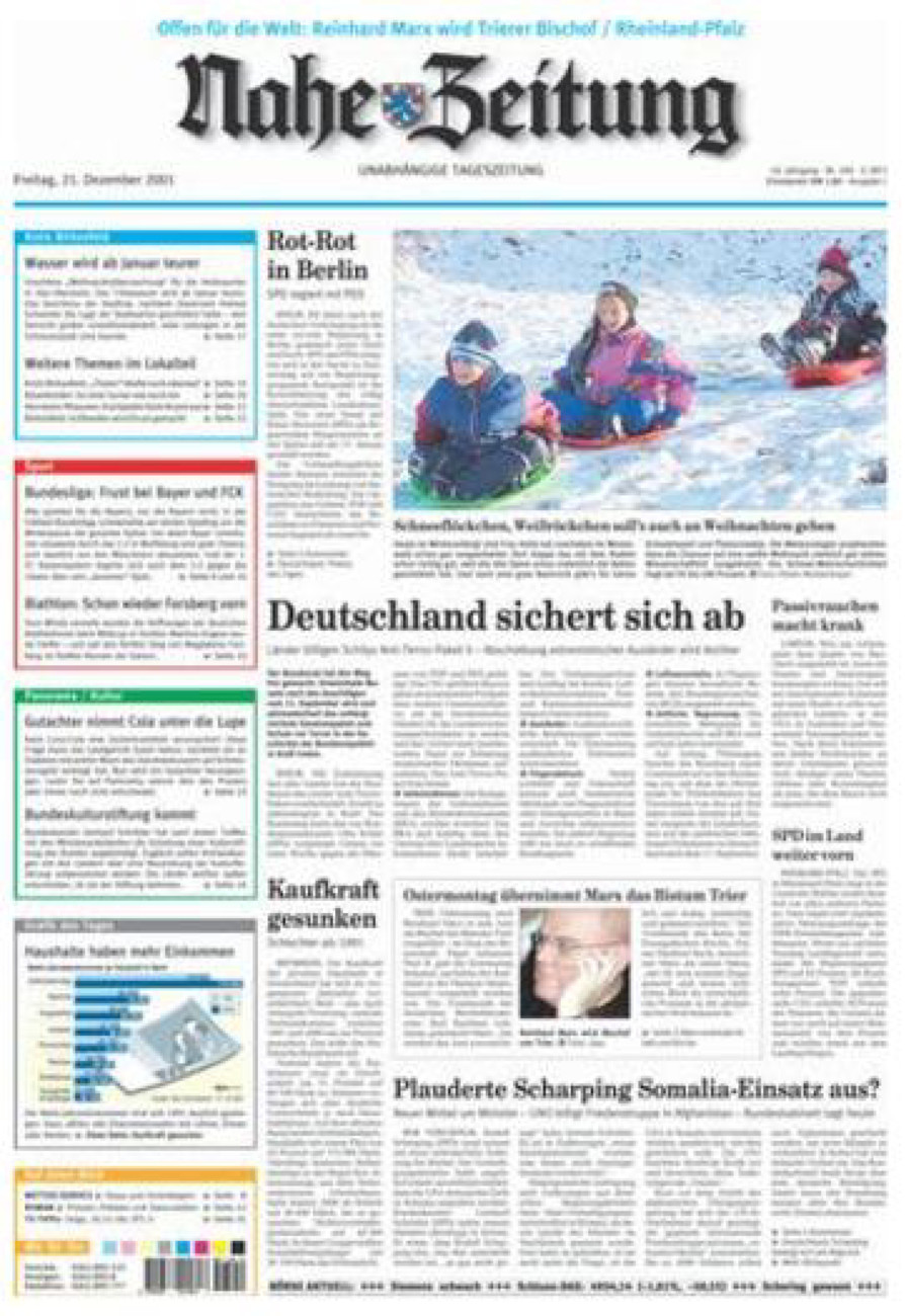 Nahe-Zeitung vom Freitag, 21.12.2001