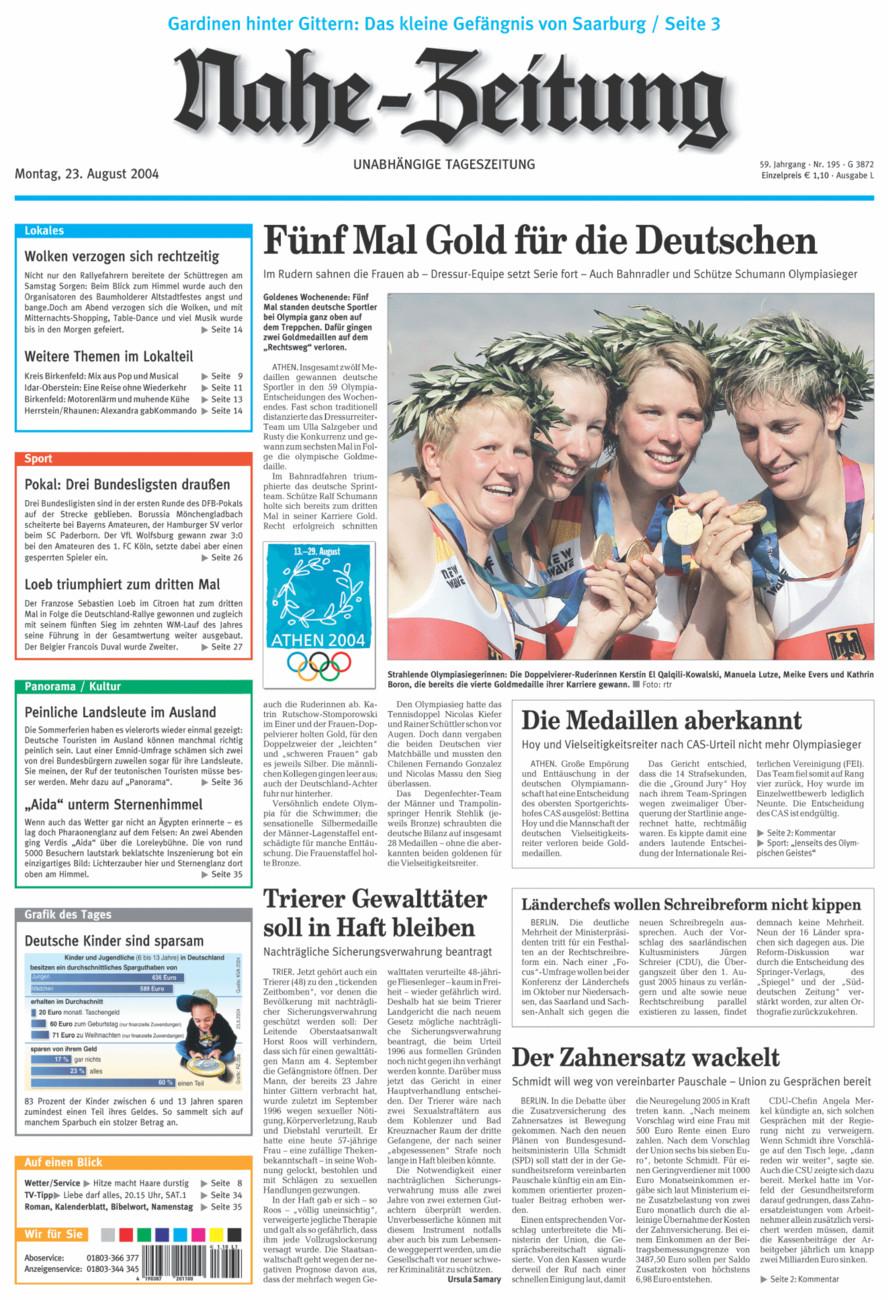 Nahe-Zeitung vom Montag, 23.08.2004