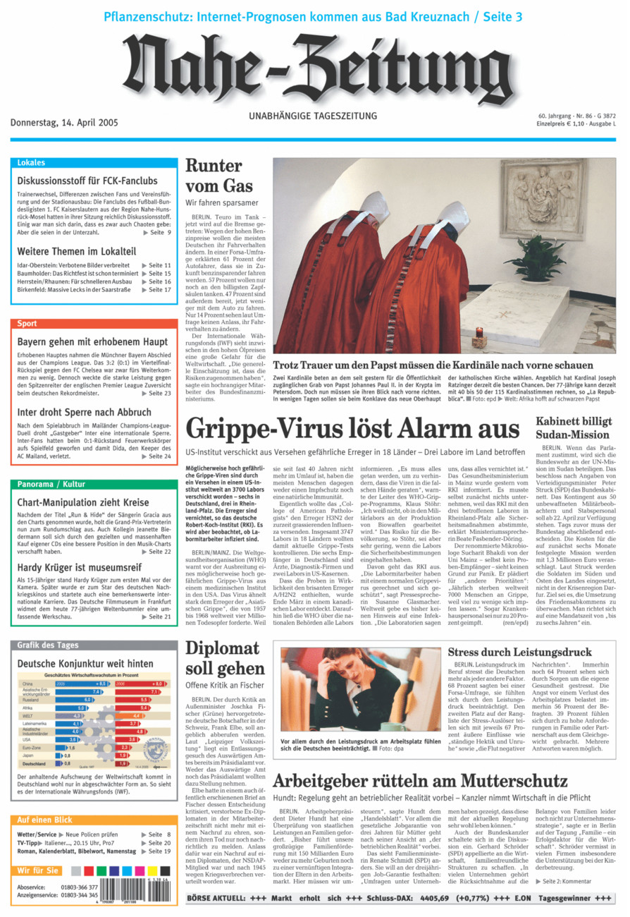 Nahe-Zeitung vom Donnerstag, 14.04.2005