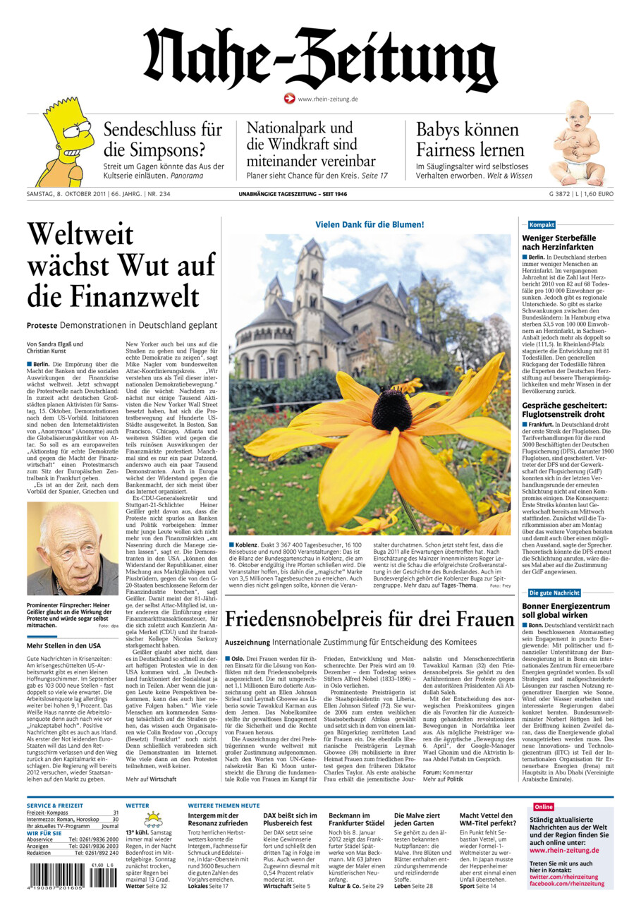 Nahe-Zeitung vom Samstag, 08.10.2011
