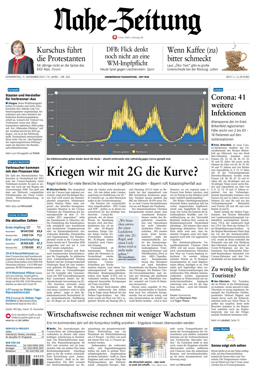 Nahe-Zeitung vom Donnerstag, 11.11.2021
