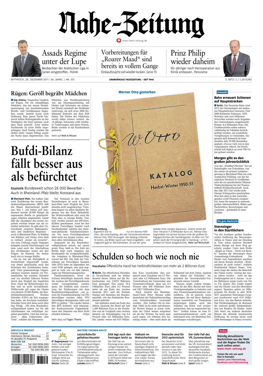 Nahe-Zeitung vom Mittwoch, 28.12.2011