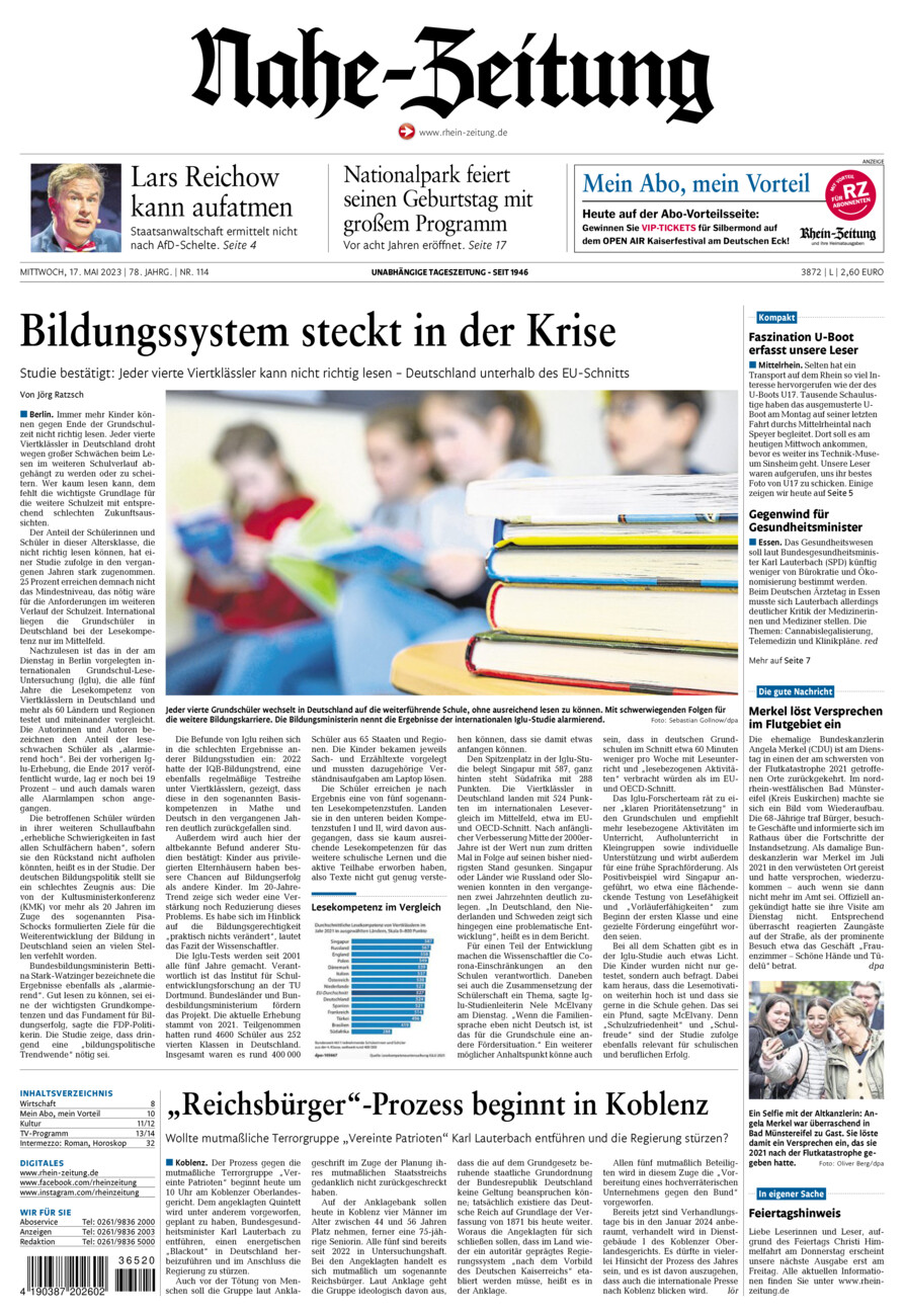 Nahe-Zeitung vom Mittwoch, 17.05.2023