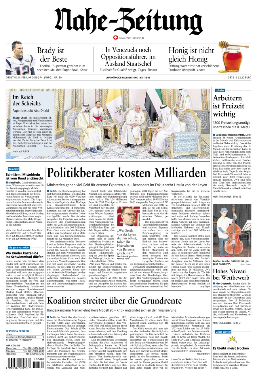Nahe-Zeitung vom Dienstag, 05.02.2019