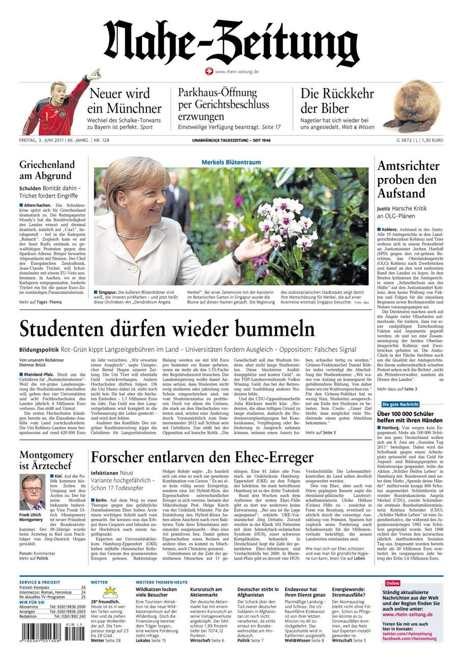 Nahe-Zeitung vom Freitag, 03.06.2011