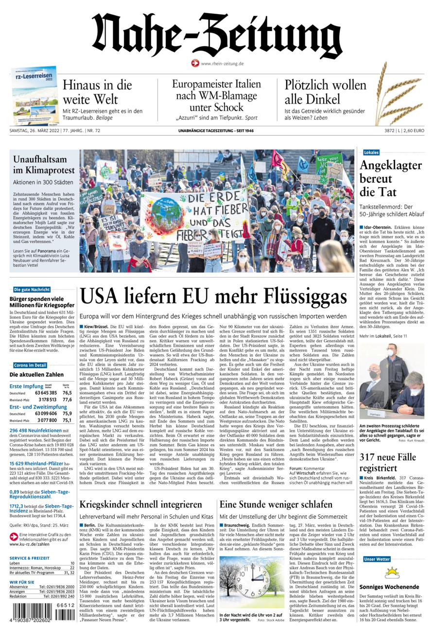 Nahe-Zeitung vom Samstag, 26.03.2022