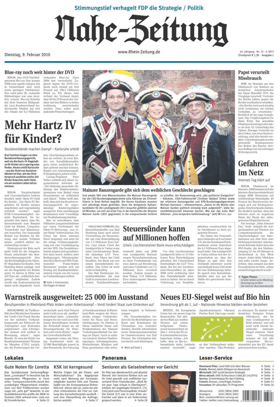 Nahe-Zeitung vom Dienstag, 09.02.2010