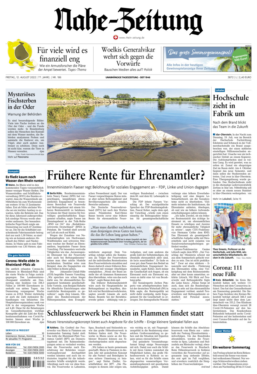 Nahe-Zeitung vom Freitag, 12.08.2022