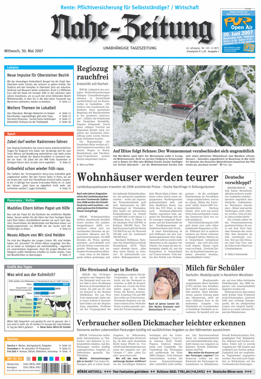 Nahe-Zeitung vom Mittwoch, 30.05.2007