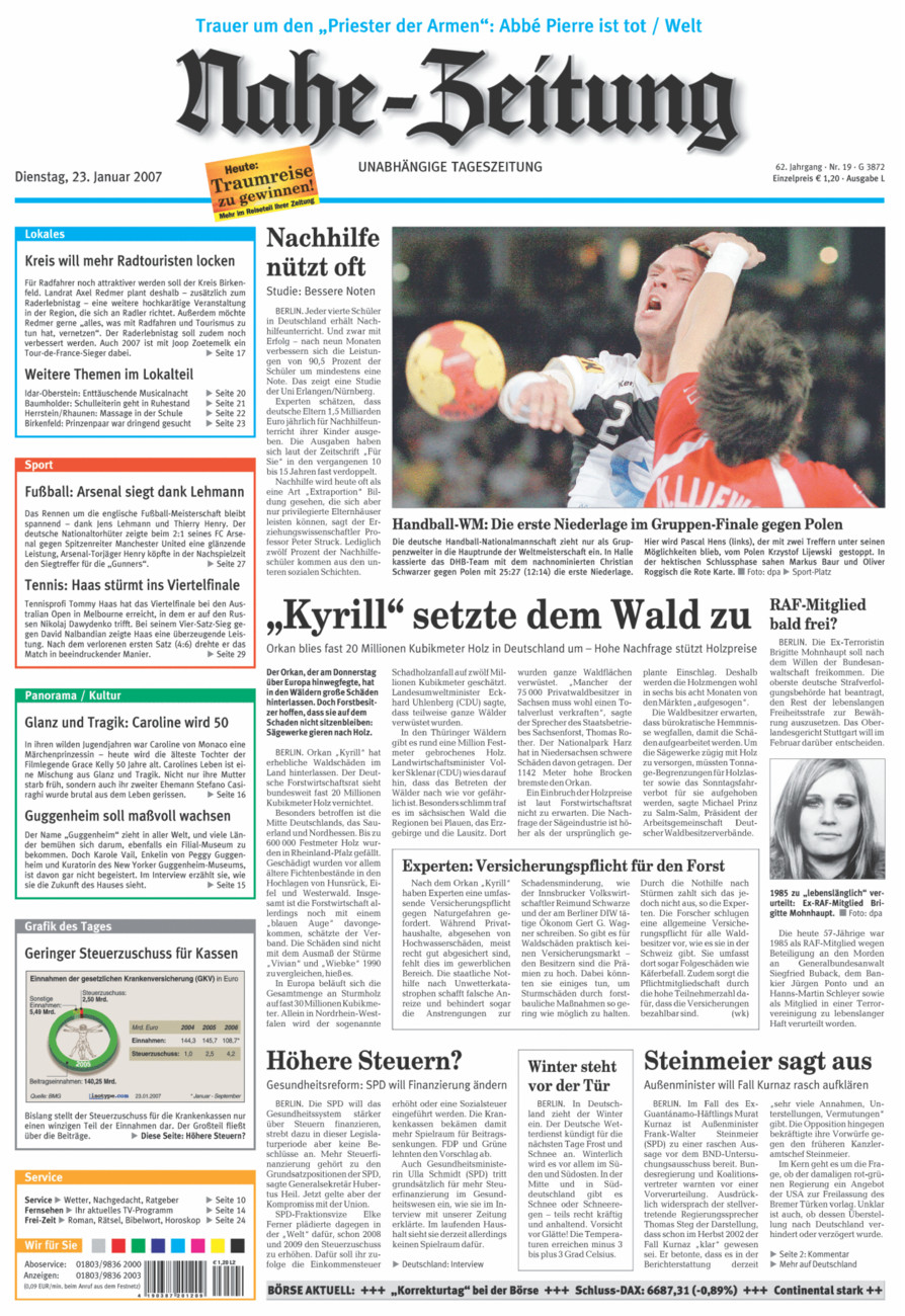 Nahe-Zeitung vom Dienstag, 23.01.2007