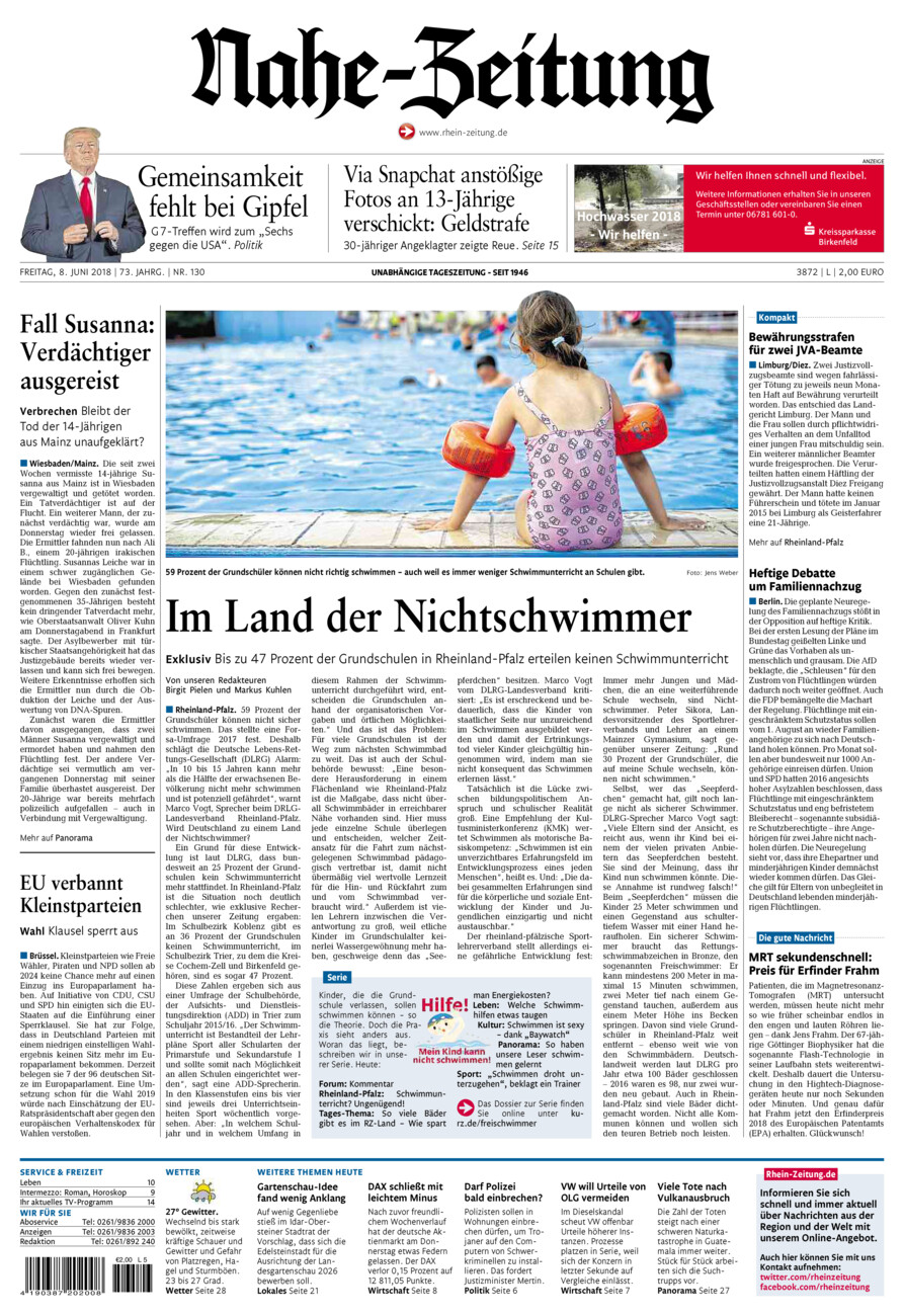 Nahe-Zeitung vom Freitag, 08.06.2018