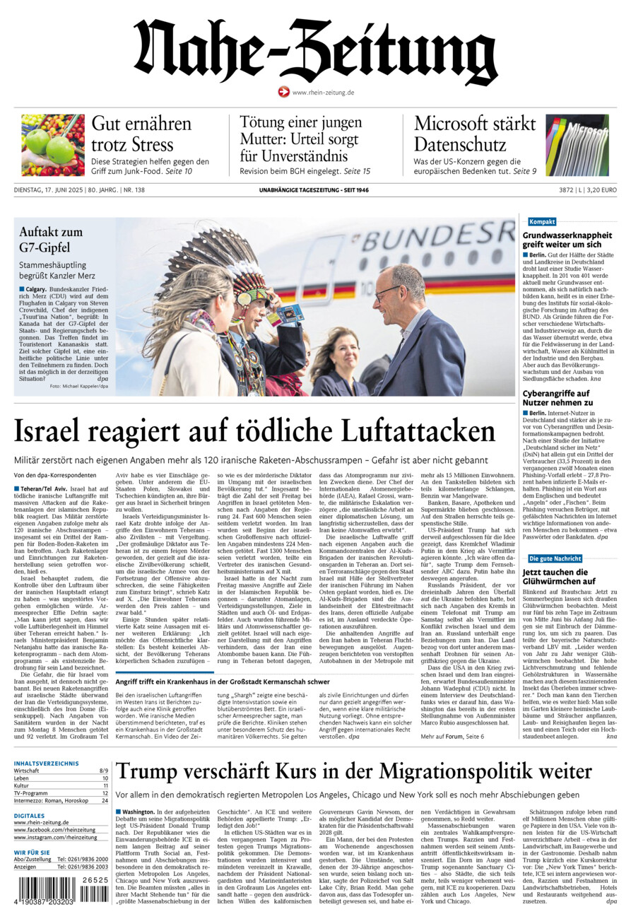 Nahe-Zeitung vom Dienstag, 17.06.2025