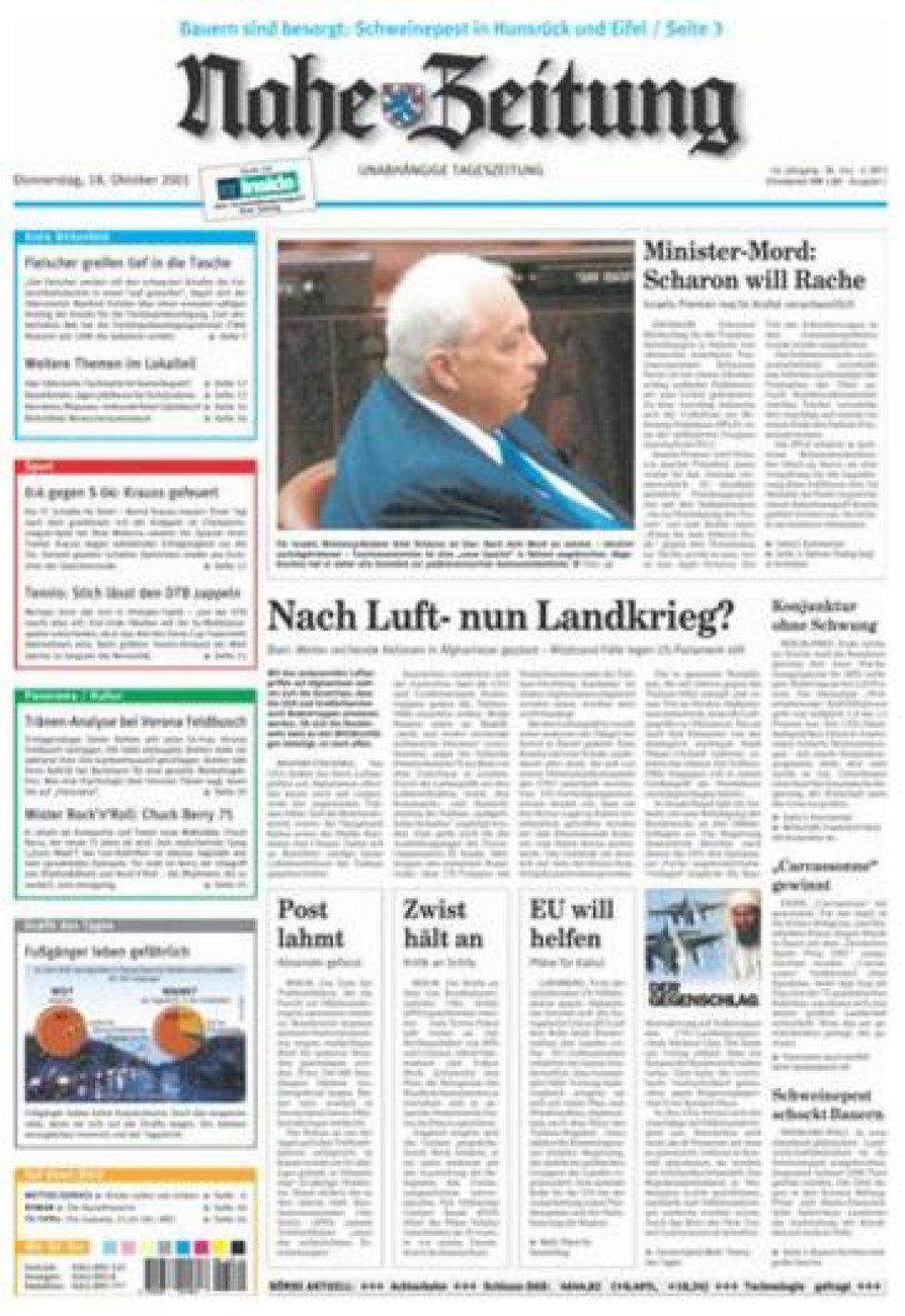 Nahe-Zeitung vom Donnerstag, 18.10.2001