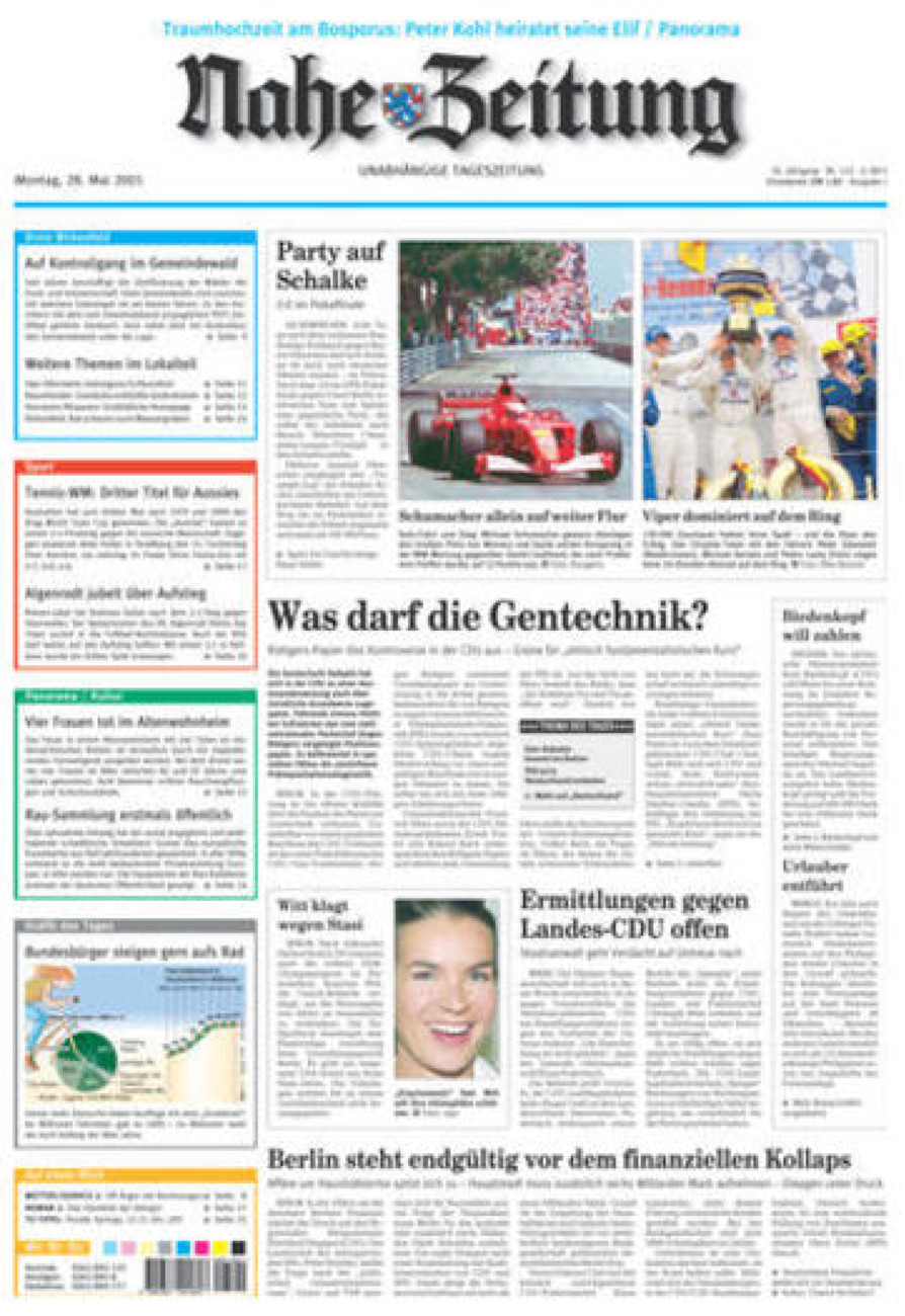 Nahe-Zeitung vom Montag, 28.05.2001