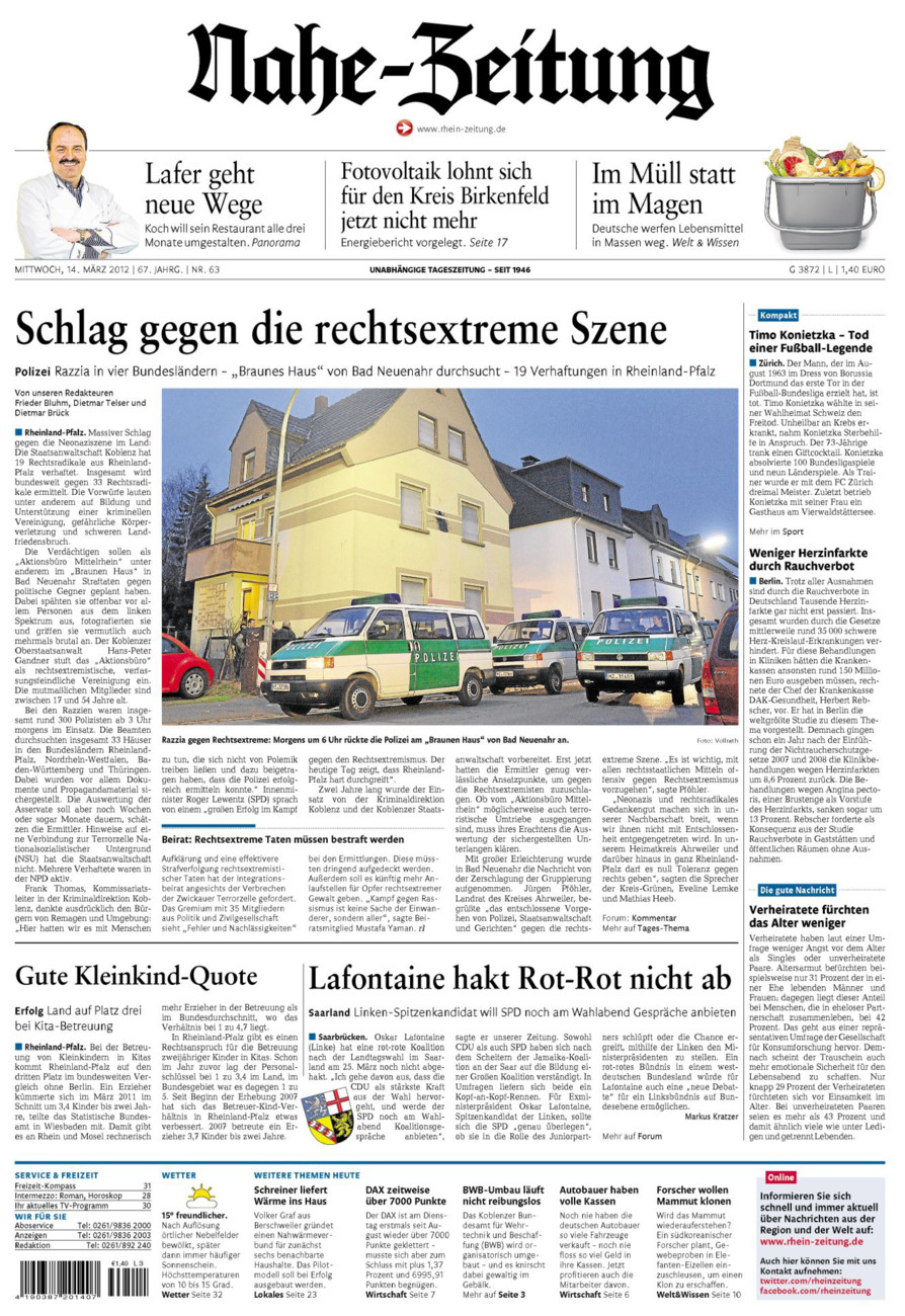 Nahe-Zeitung vom Mittwoch, 14.03.2012