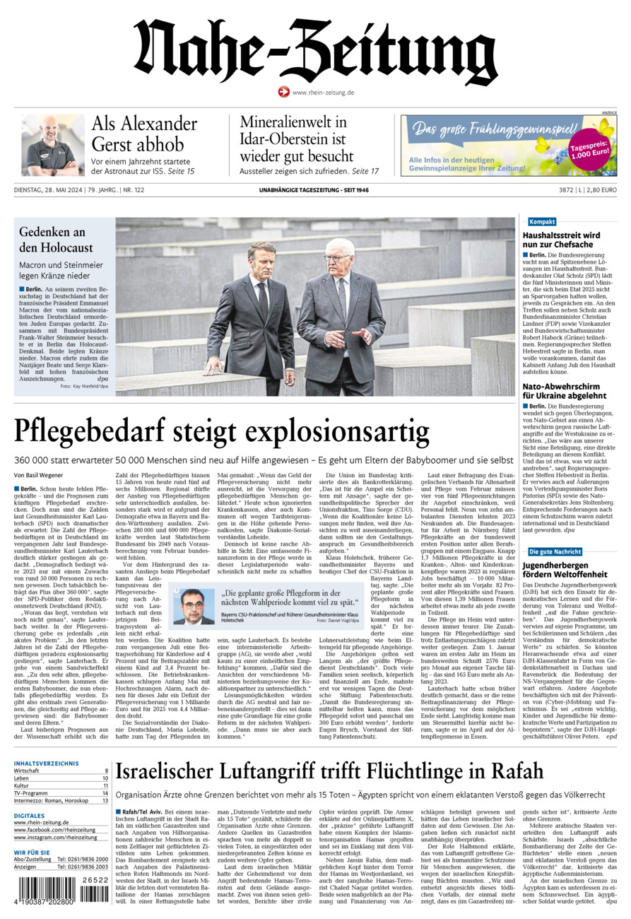Nahe-Zeitung vom Dienstag, 28.05.2024