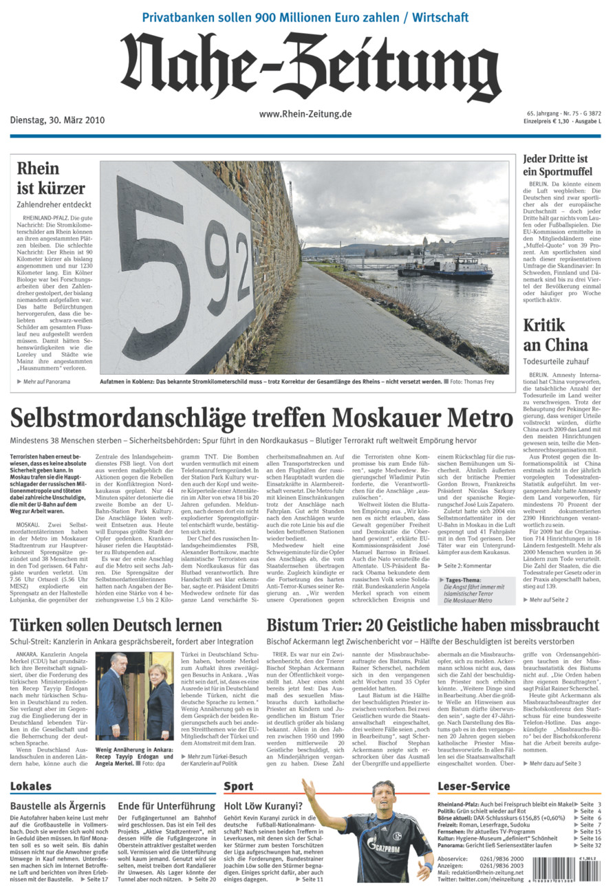 Nahe-Zeitung vom Dienstag, 30.03.2010
