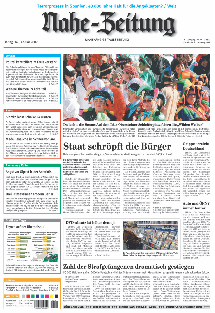 Nahe-Zeitung vom Freitag, 16.02.2007