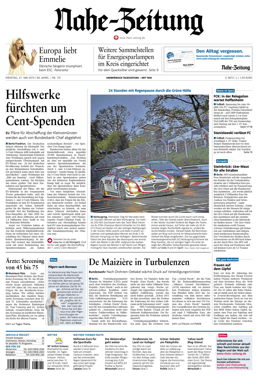 Nahe-Zeitung vom Dienstag, 21.05.2013