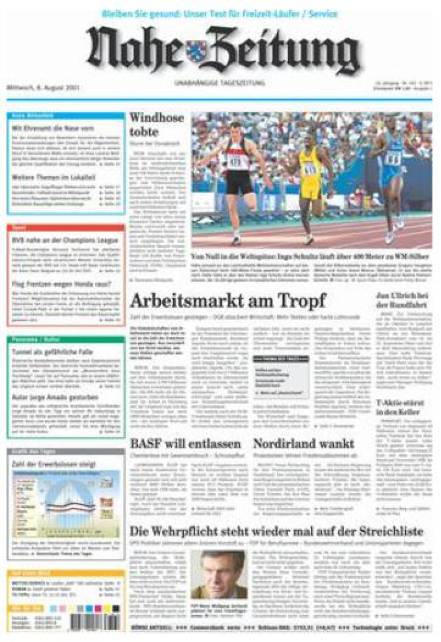 Nahe-Zeitung vom Mittwoch, 08.08.2001