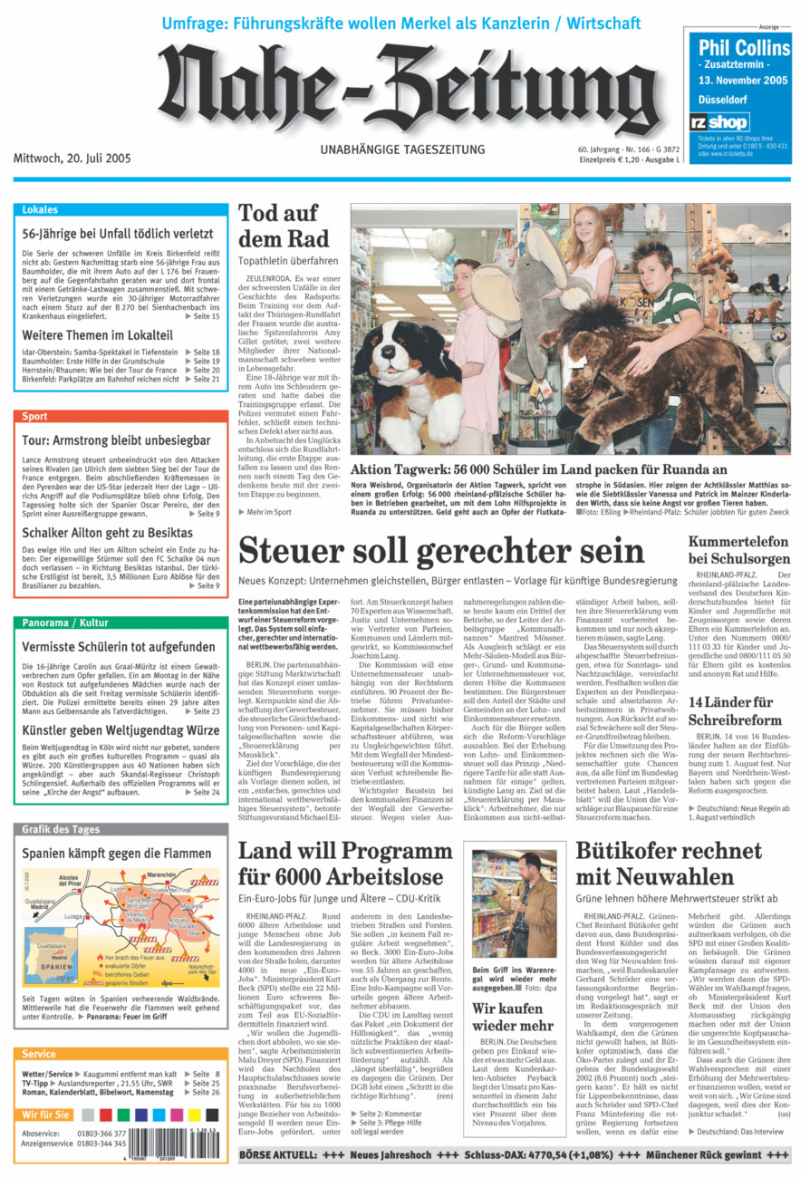 Nahe-Zeitung vom Mittwoch, 20.07.2005