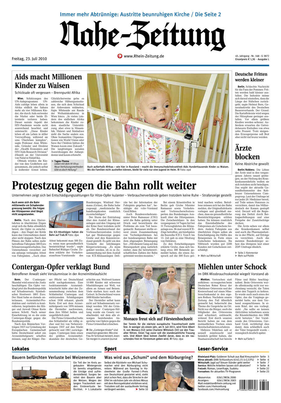 Nahe-Zeitung vom Freitag, 23.07.2010
