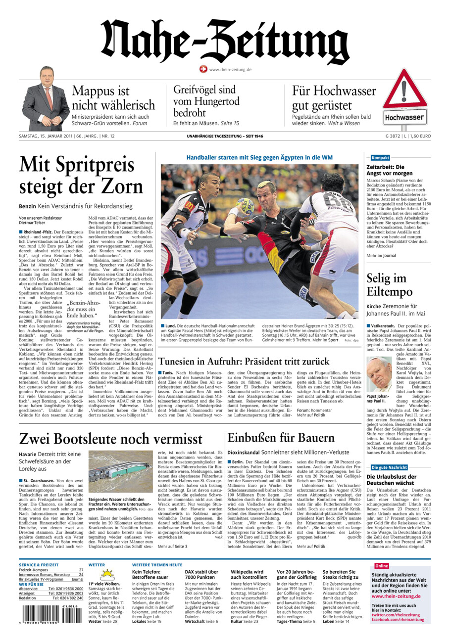 Nahe-Zeitung vom Samstag, 15.01.2011