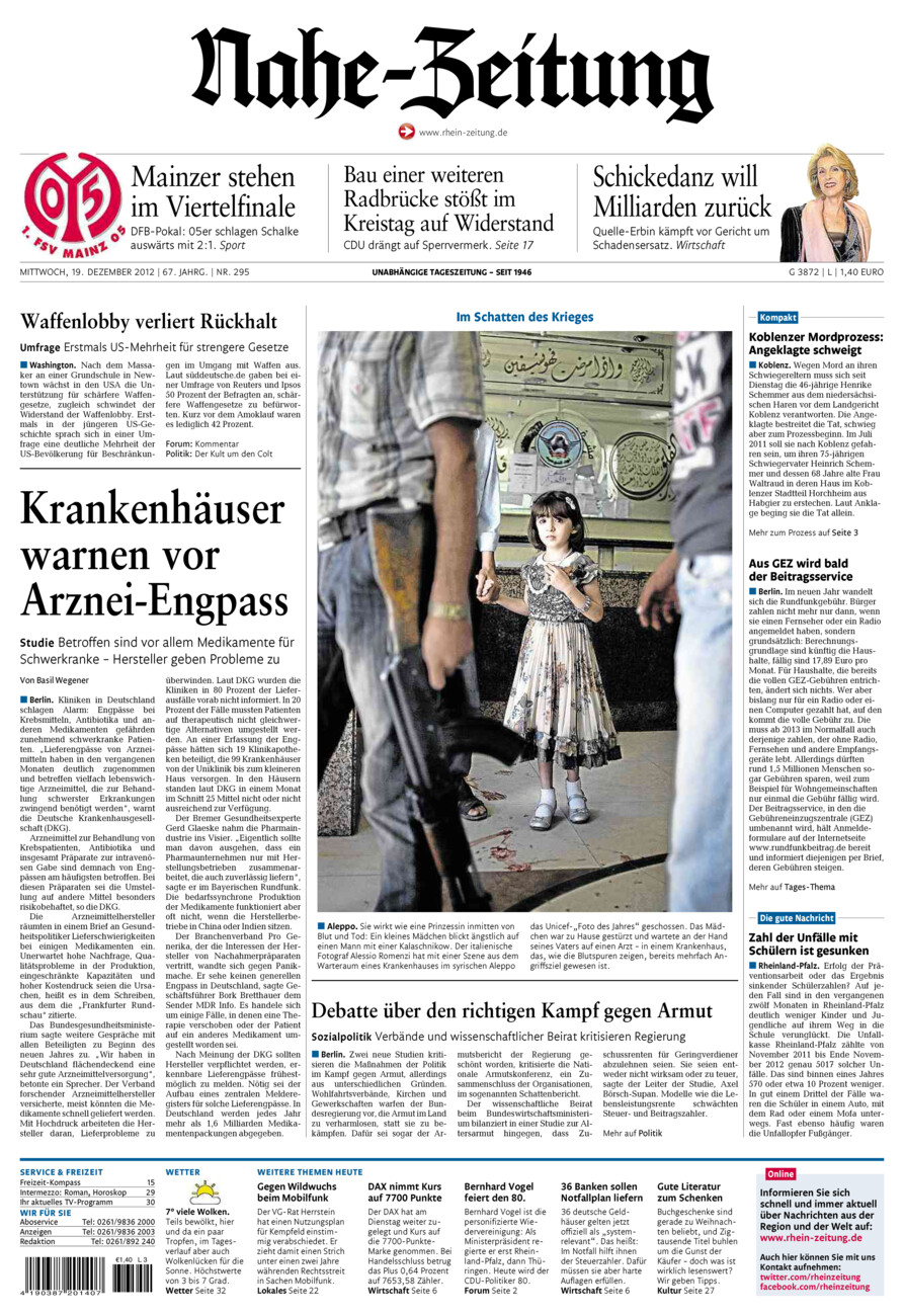 Nahe-Zeitung vom Mittwoch, 19.12.2012