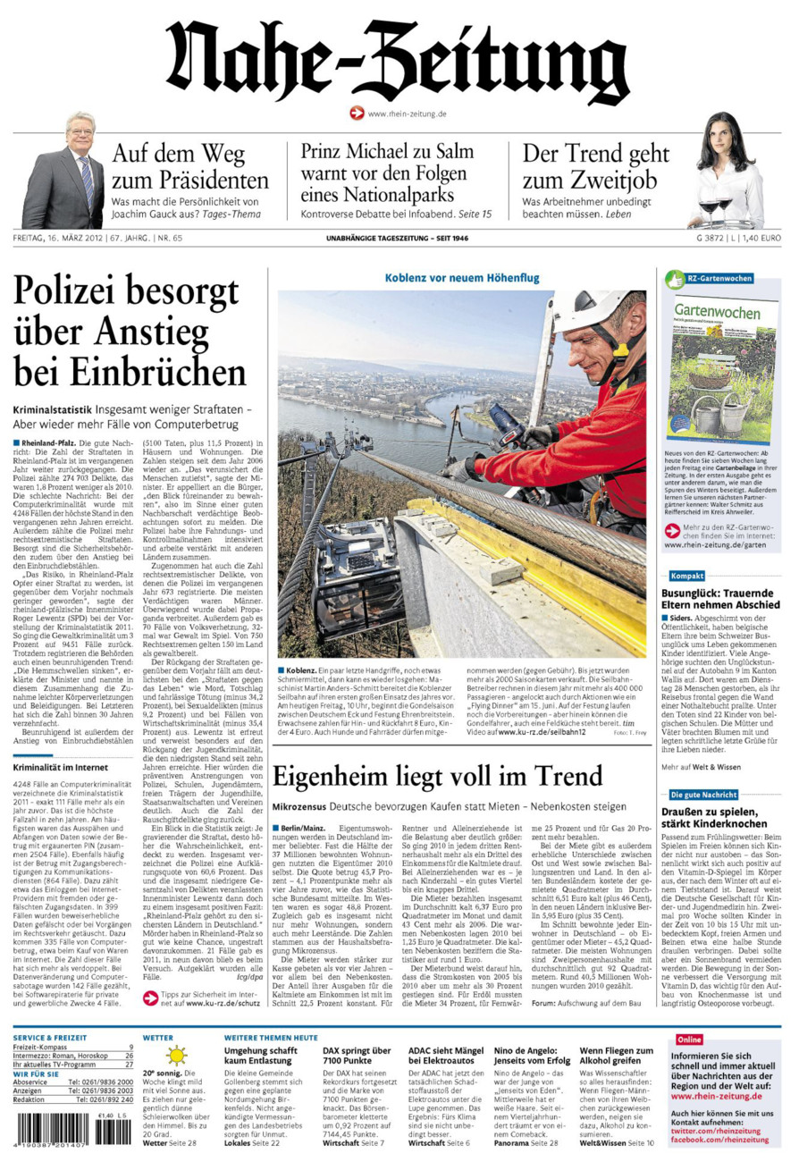 Nahe-Zeitung vom Freitag, 16.03.2012