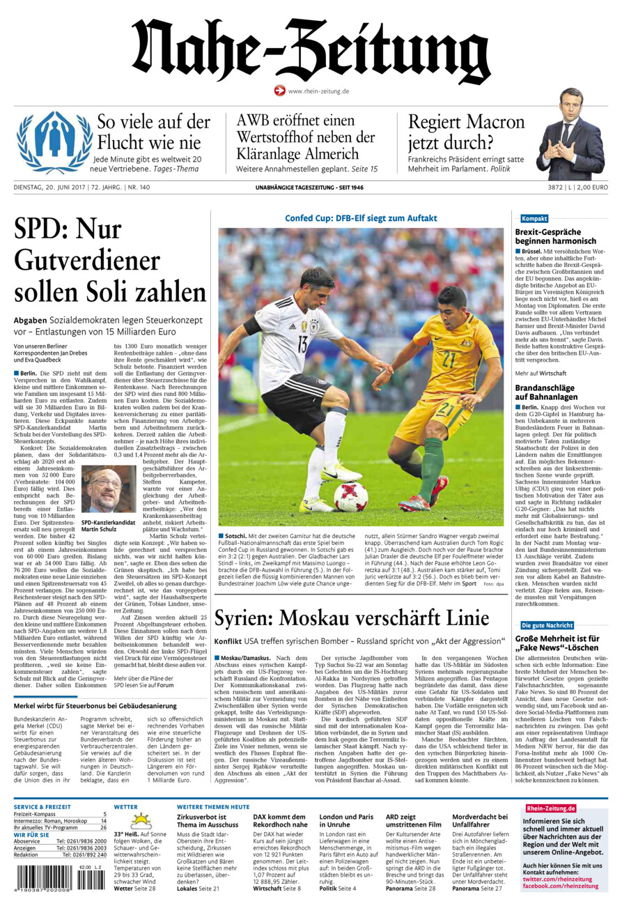 Nahe-Zeitung vom Dienstag, 20.06.2017