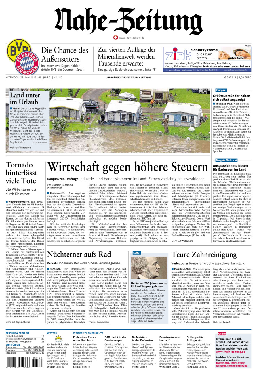 Nahe-Zeitung vom Mittwoch, 22.05.2013