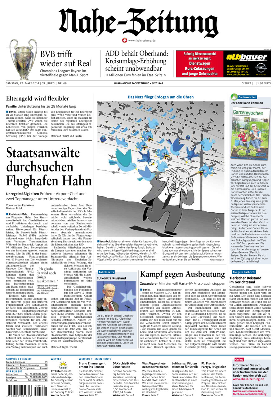 Nahe-Zeitung vom Samstag, 22.03.2014